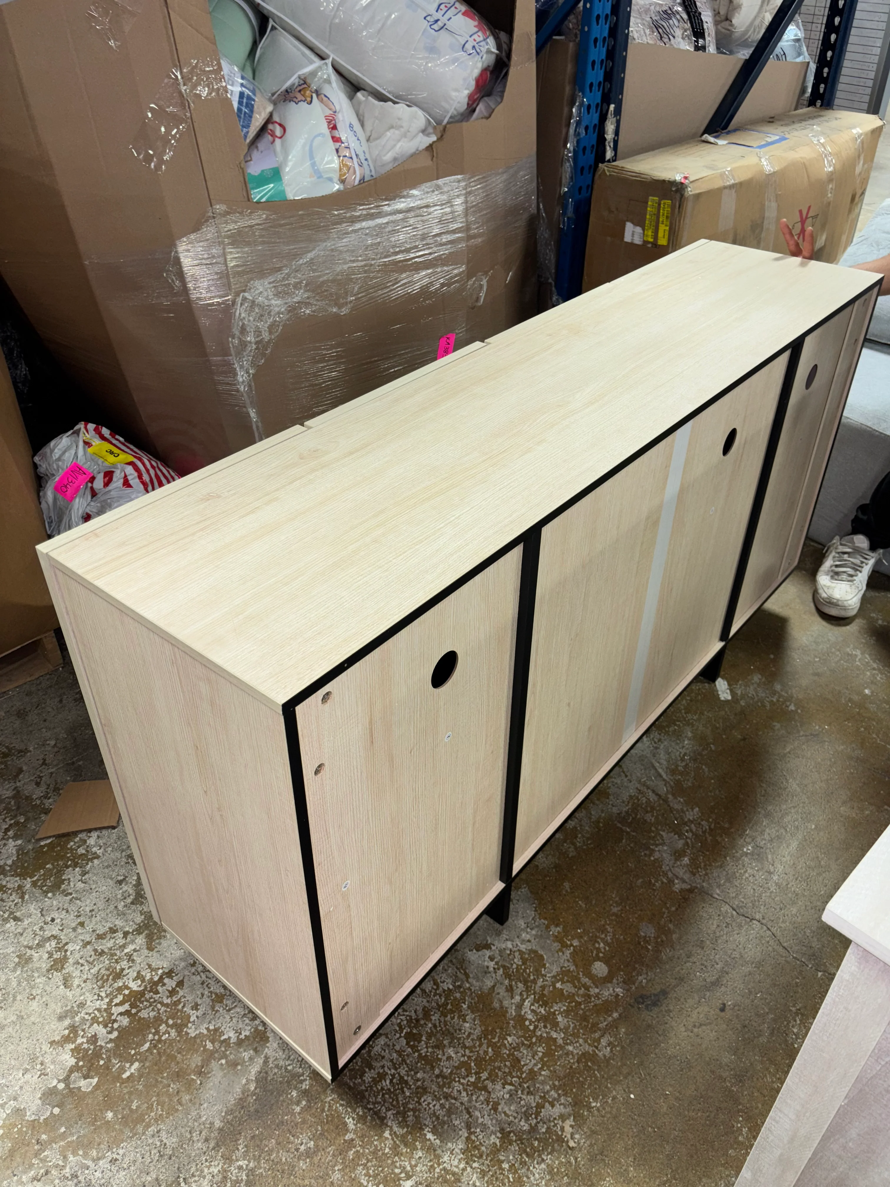 Maisonet Modern TV Stand For Tvs Up To 75" Light Oak SHOWROOM ITEM - Image 4