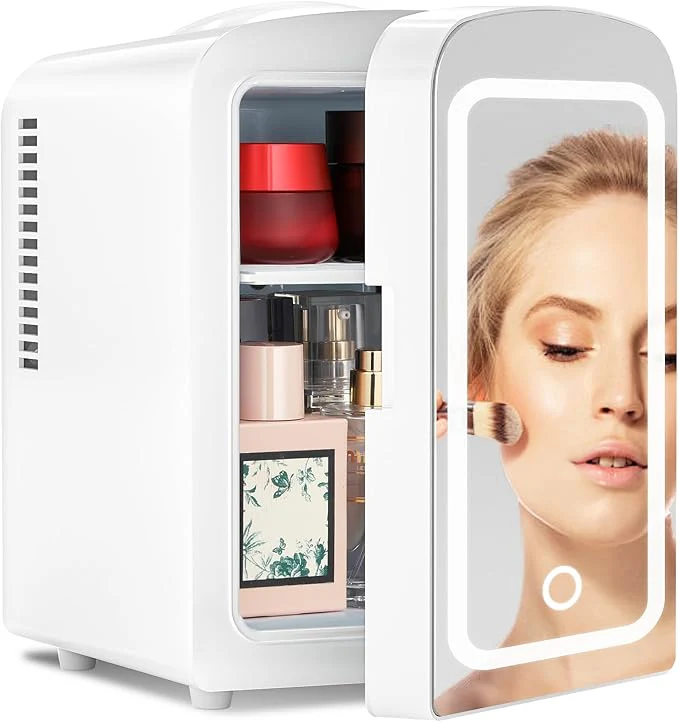 Makeup Compact Refrigerator with LED Mirror