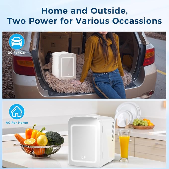 Makeup Compact Refrigerator with LED Mirror - Image 4