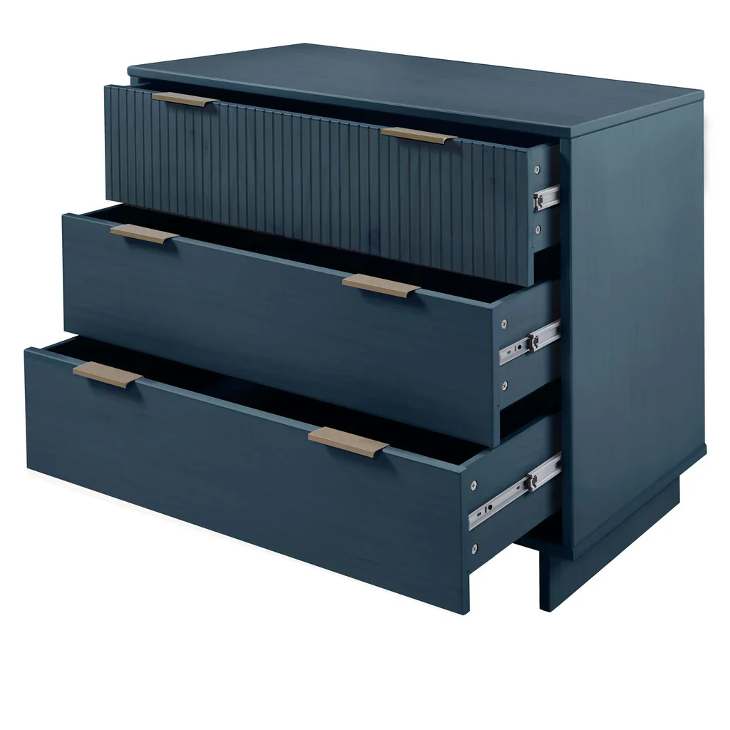 Manhattan Comfort Granville Modern Dresser in Midnight Blue (3-Drawer) - Image 3