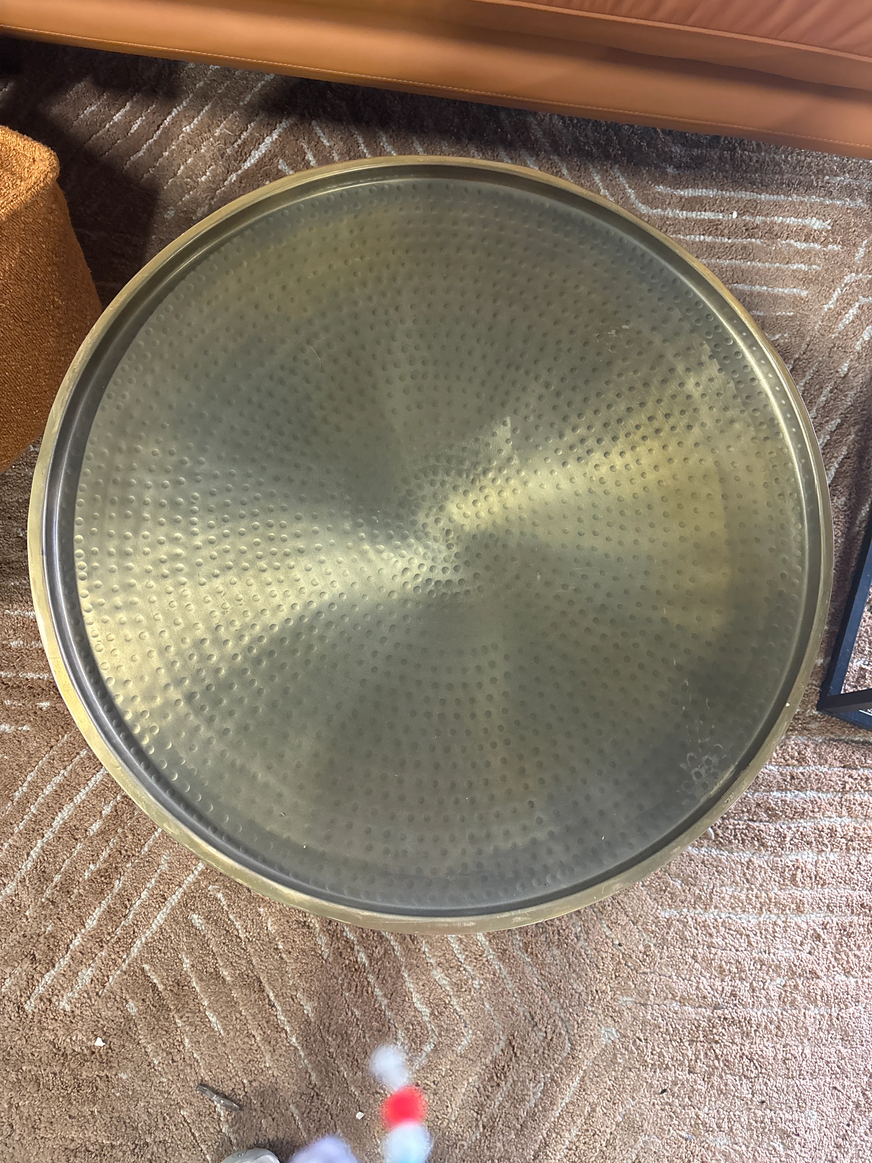 Manila Round Hammered Drum Coffee Table - Brass SHOWROOM ITEM - Image 3