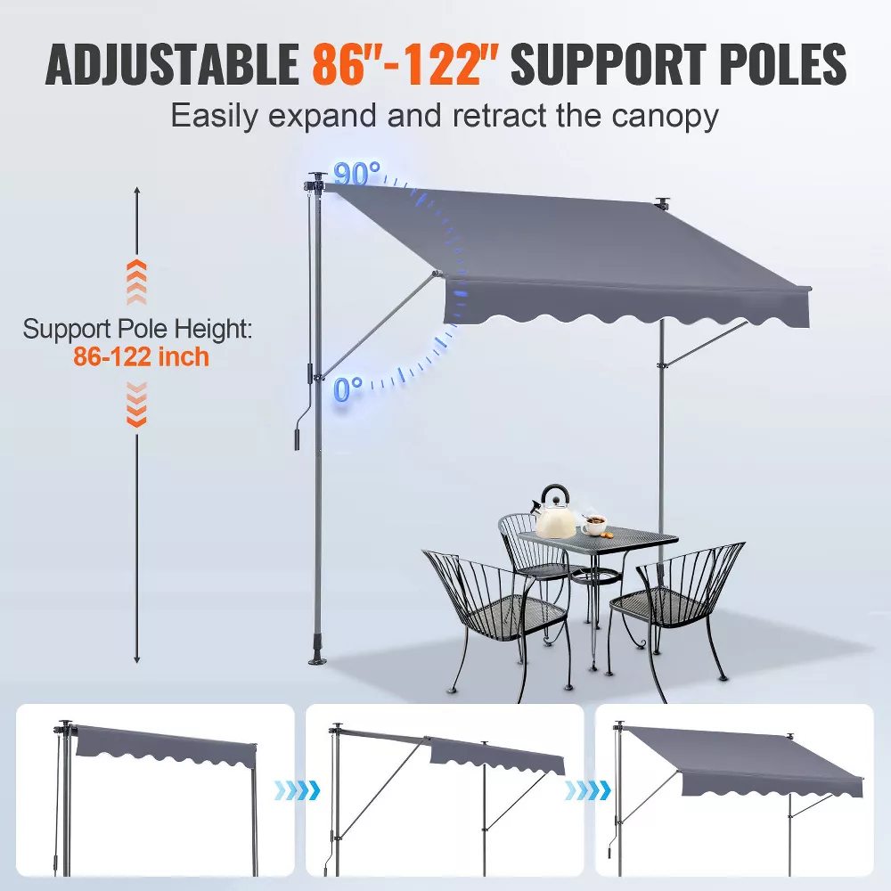 Manual Retractable Awning, Sunshade Shelter - Image 3