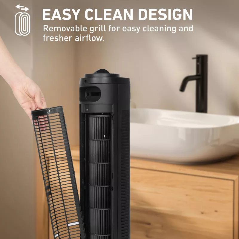 Manual Tower Oscillating Fan with Clean Breeze - Image 2