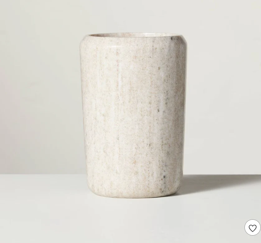 Marble Utensil Storage Warm Beige - Hearth & Hand™ with Magnolia: Kitchen Island Organizer, Countertop Crock SHOWROOM ITEM