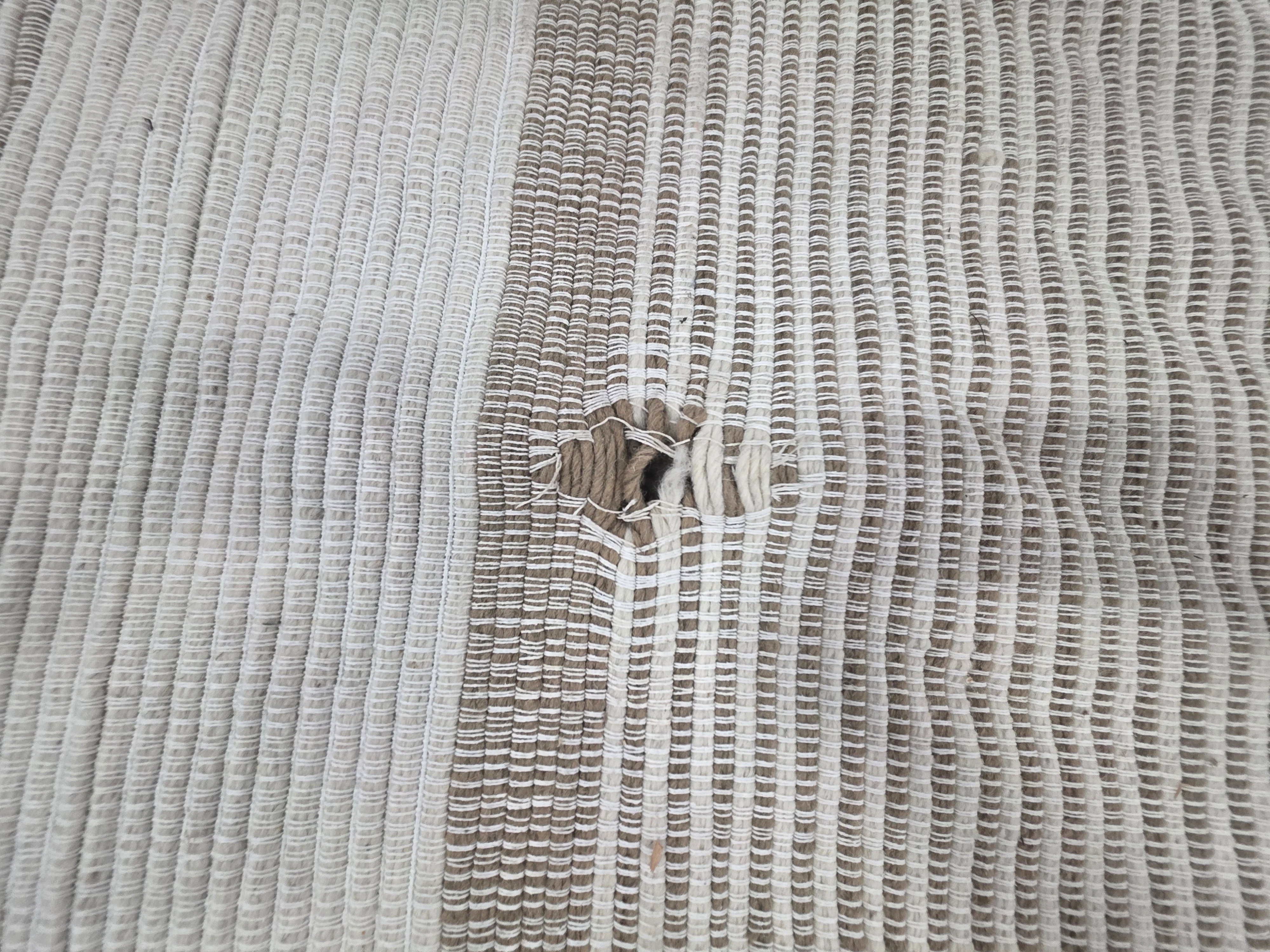 Marina Striped Wool/Cotton Area Rug Cream - Handmade Flat Pile Carpet 7'x10' - Image 6