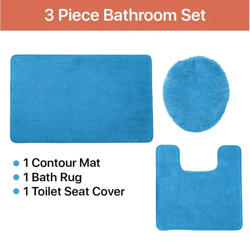Mckeel Polyester Non-Slip Solid Bath Rug (Set of 3) - Image 3