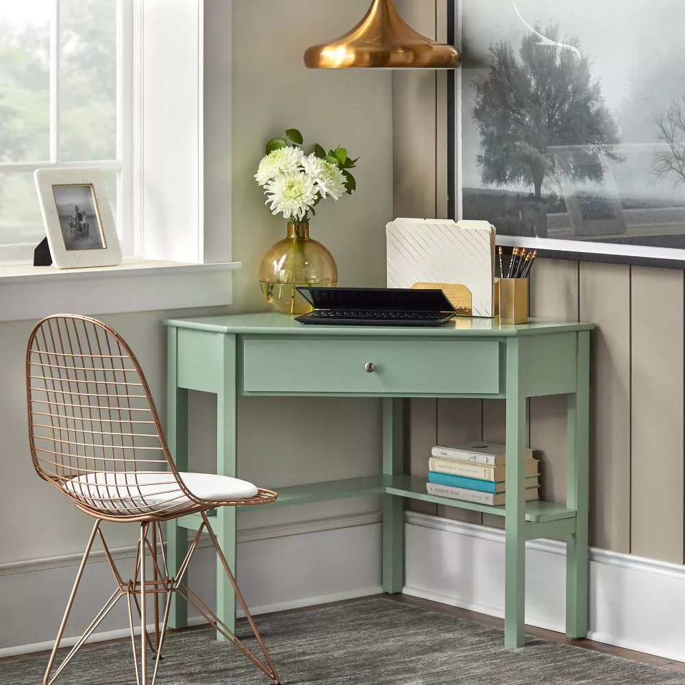 Medford Corner Desk with Drawer Mint, - Image 4