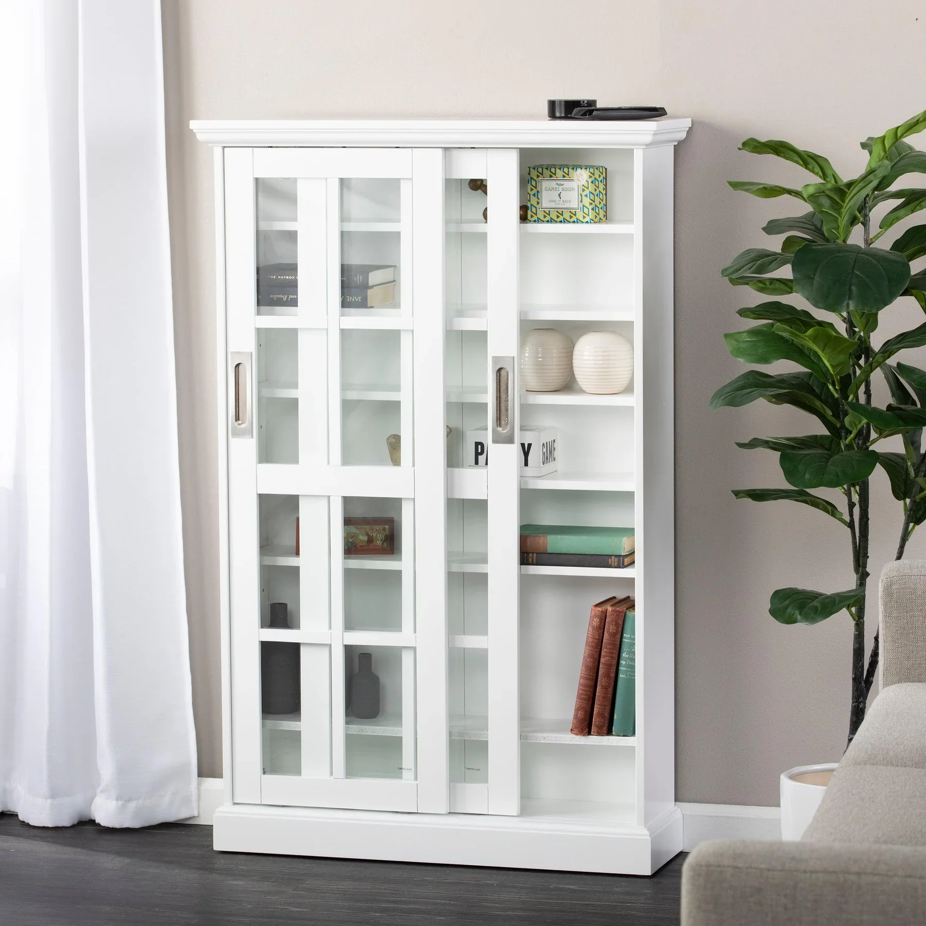 Media Cabinet W/ Sliding Doors - White - Image 2