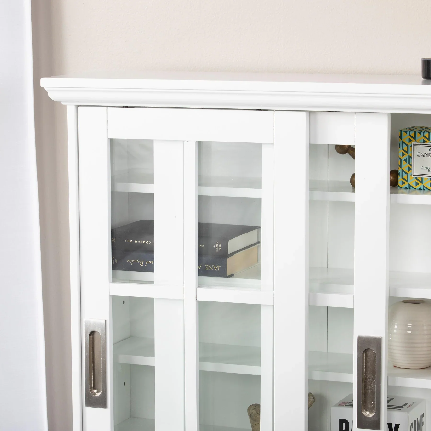 Media Cabinet W/ Sliding Doors - White - Image 3
