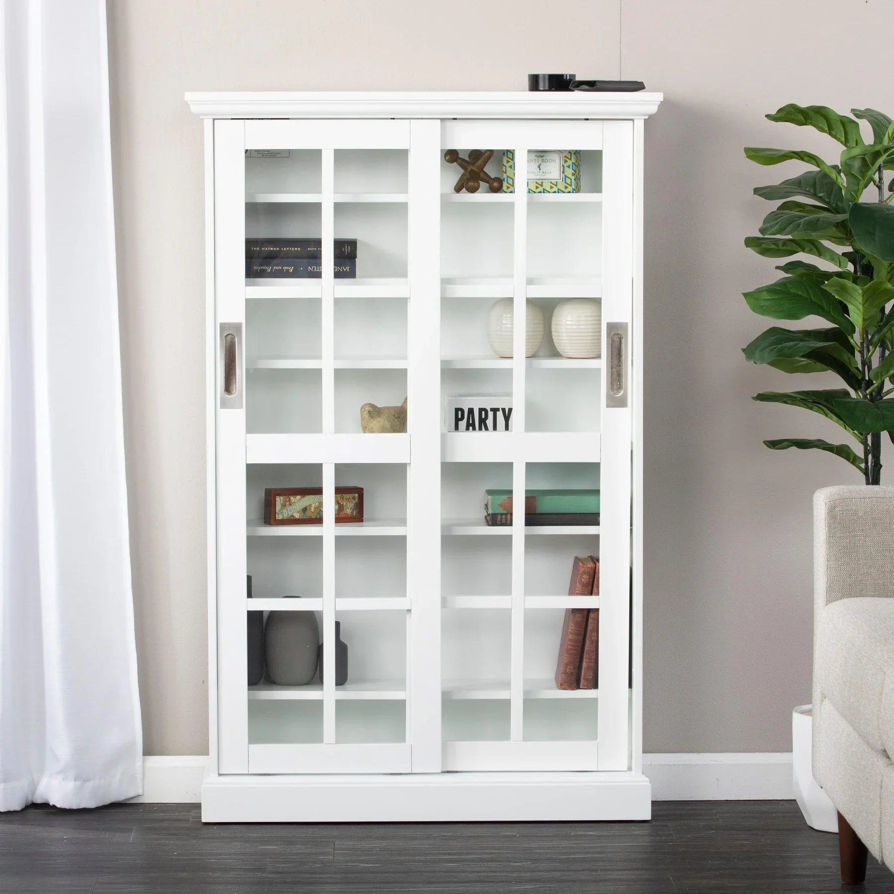 Media Cabinet W/ Sliding Doors - White - Image 4