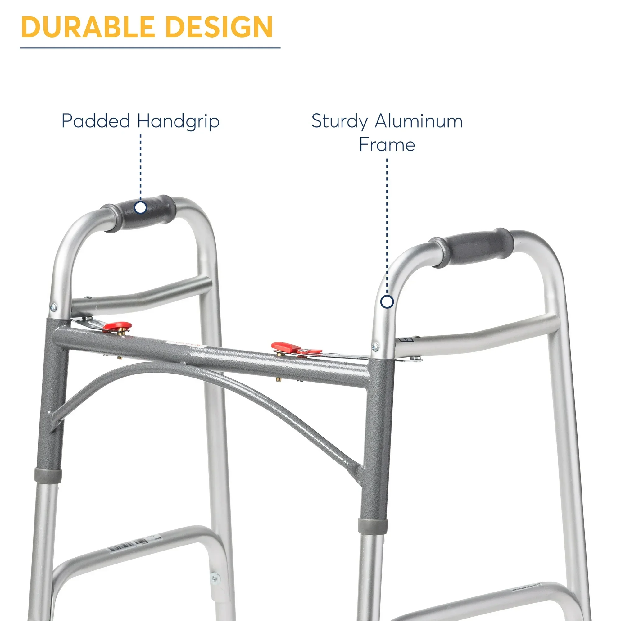 Medical Deluxe Two Button Folding Walker, Silver 1 ea - Image 4