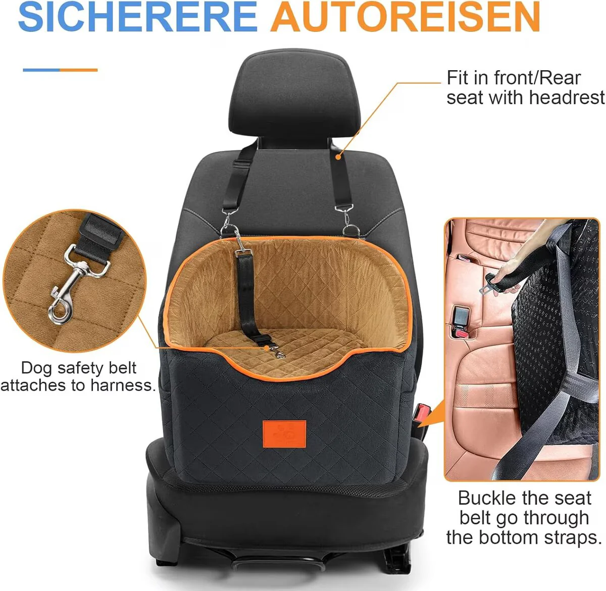 Memory Foam Booster Elevated Bag Dog Car Seat - Image 2