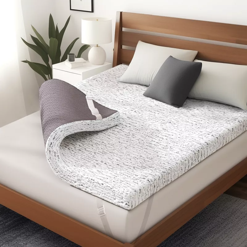Memory Foam Mattress Topper with Cooling Removable Cover, Queen - Image 4