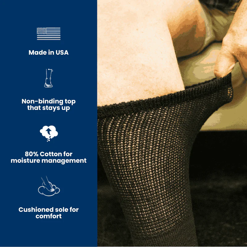 Men's Cotton Diabetic Crew Socks (4 Pair) - Image 4