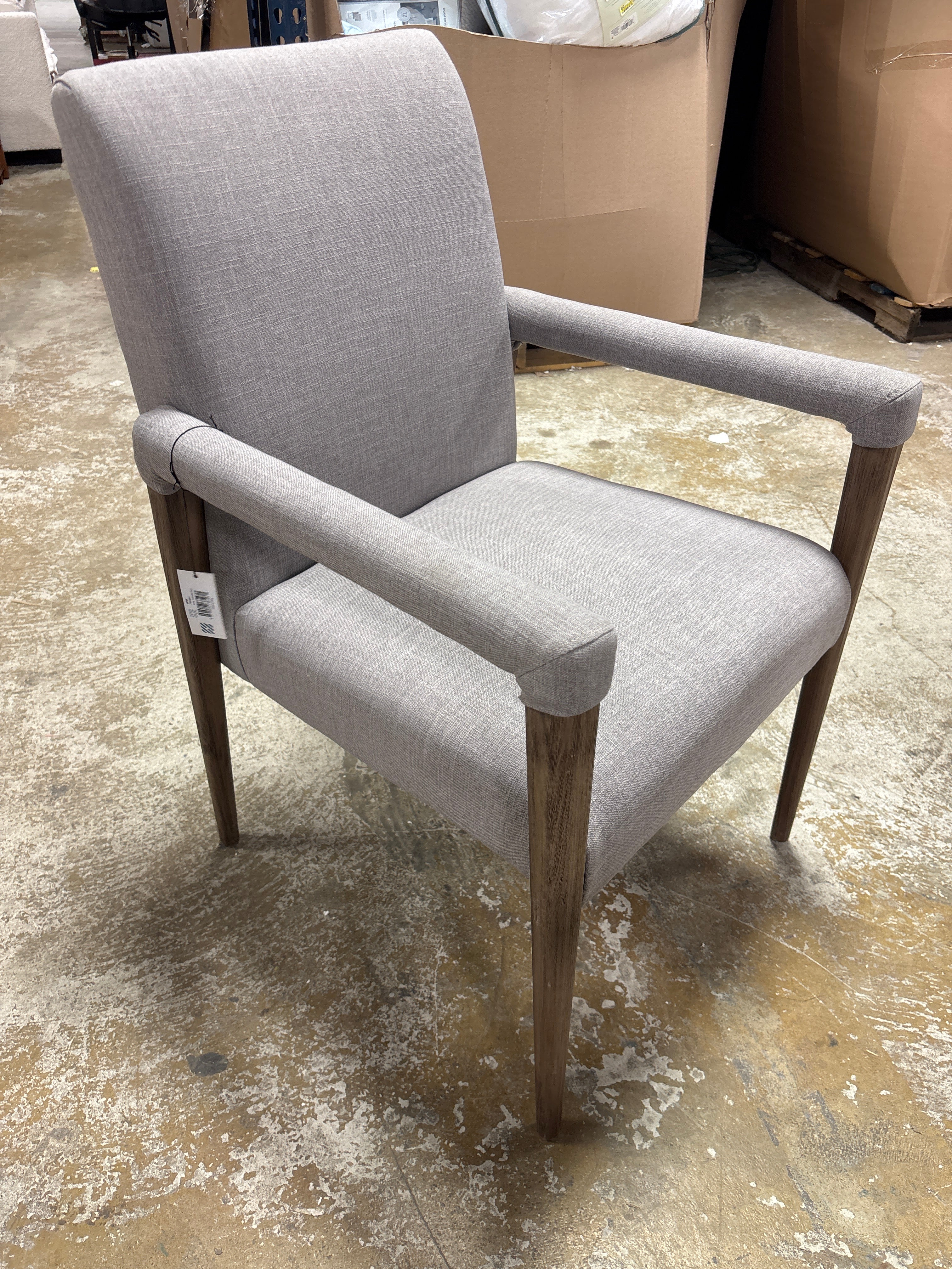Mercana Palisades Grey Fabric Wrap Brown Wooden Frame Dining Chair SHOWROOM ITEM - Image 2
