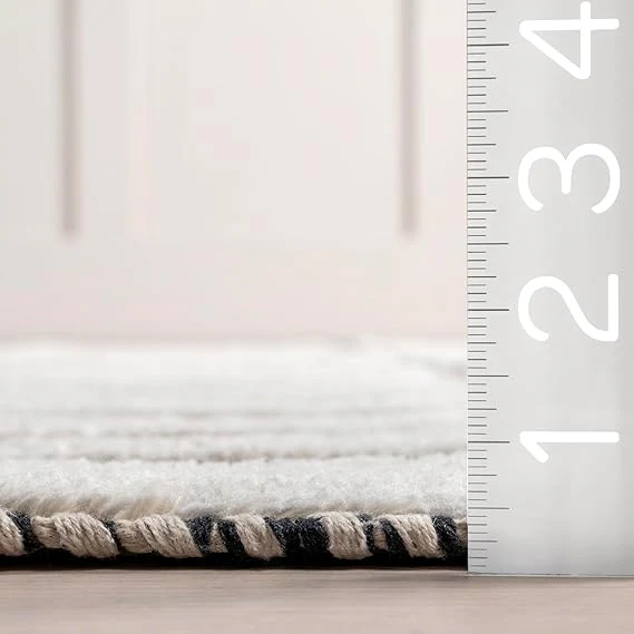 Merrick Tasseled Cotton and Wool Area Rug, 6x9, Black - Image 4