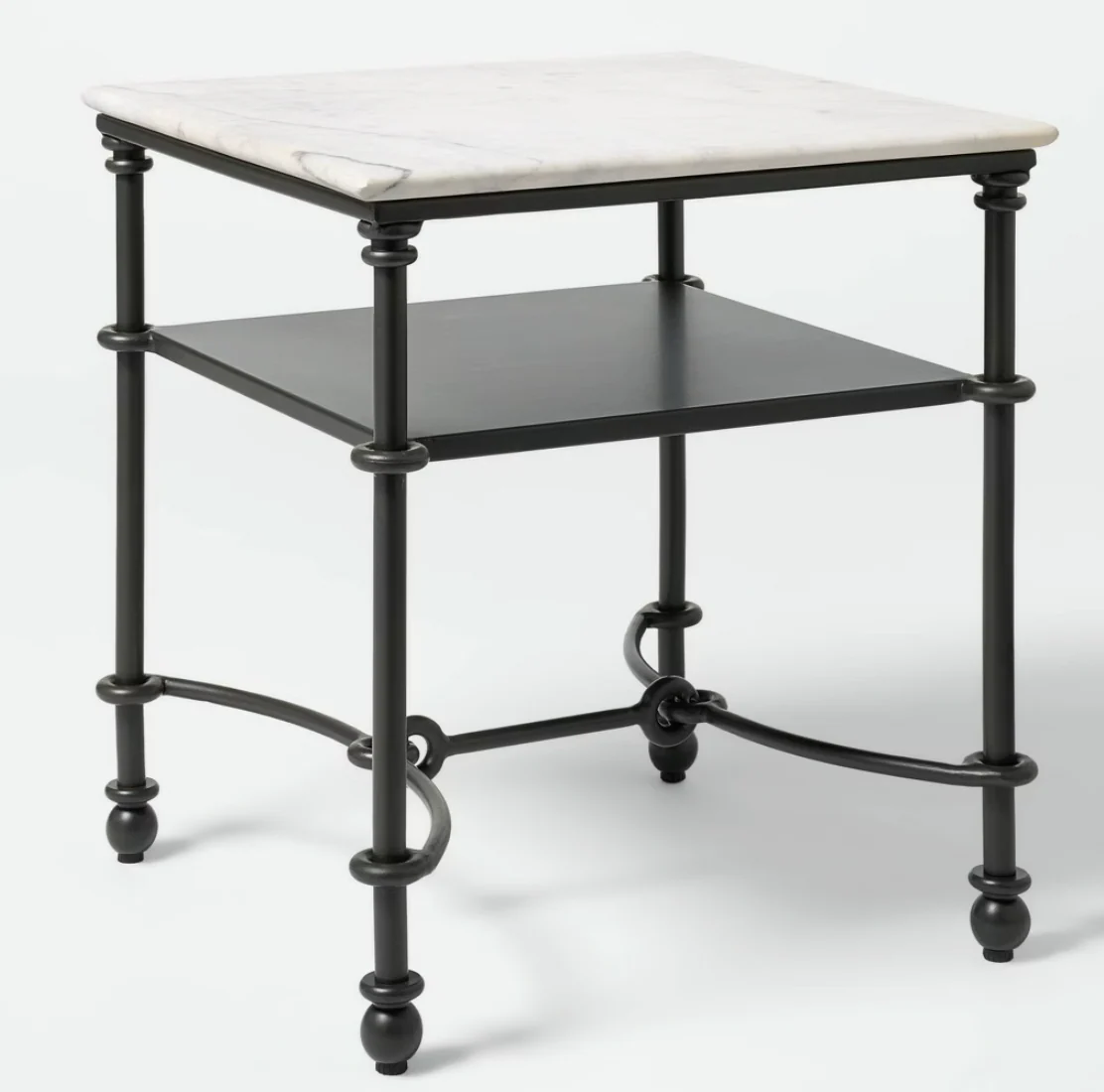 Metal and Marble Side Table with Shelf White Carrara Marble/Dark Bronze - Threshold™ designed with Studio McGee; Fully Assembled SHOWROOM ITEM