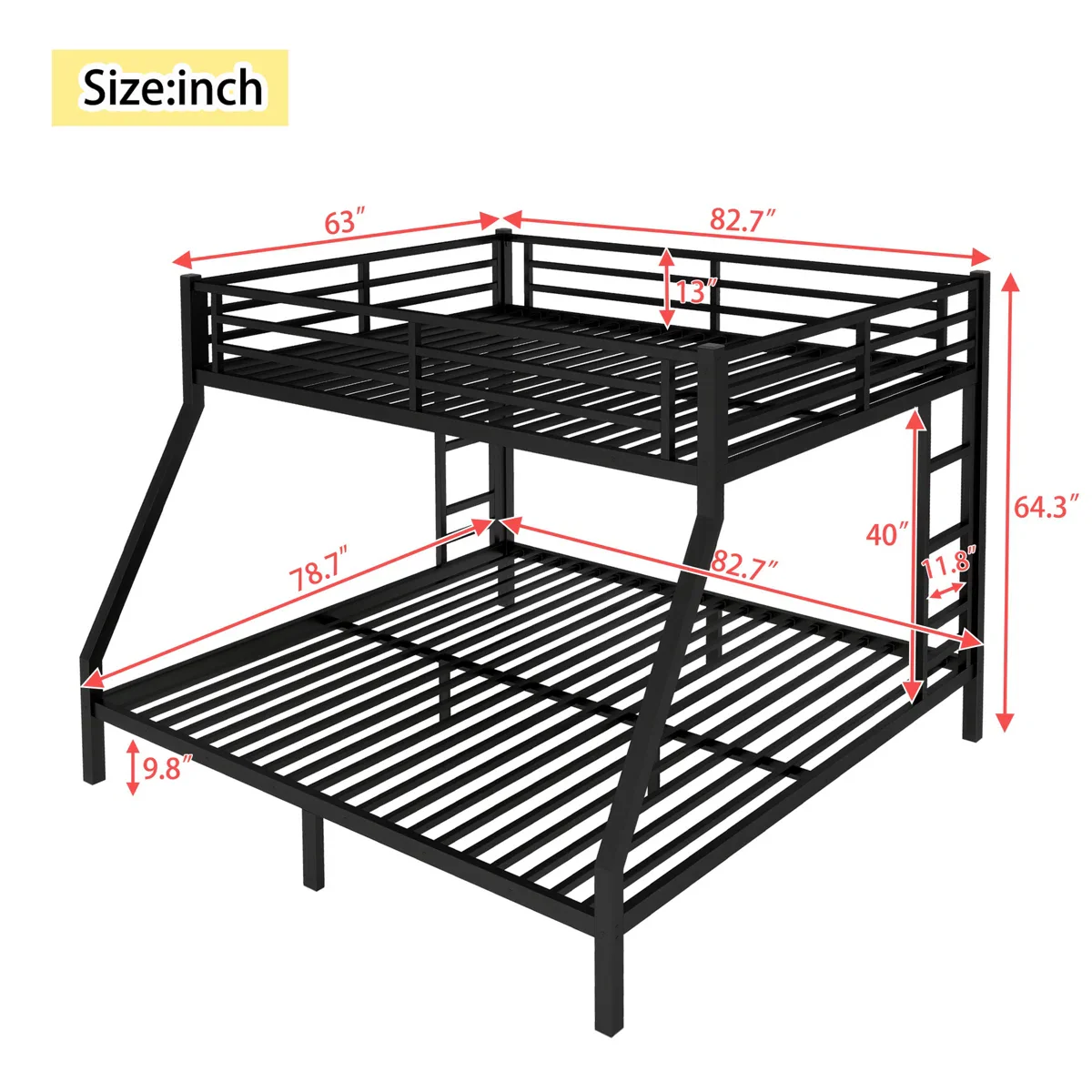 Metal Bunk Bed - Heavy Duty Frame - Queen Over king - 2 BOXES - Image 2