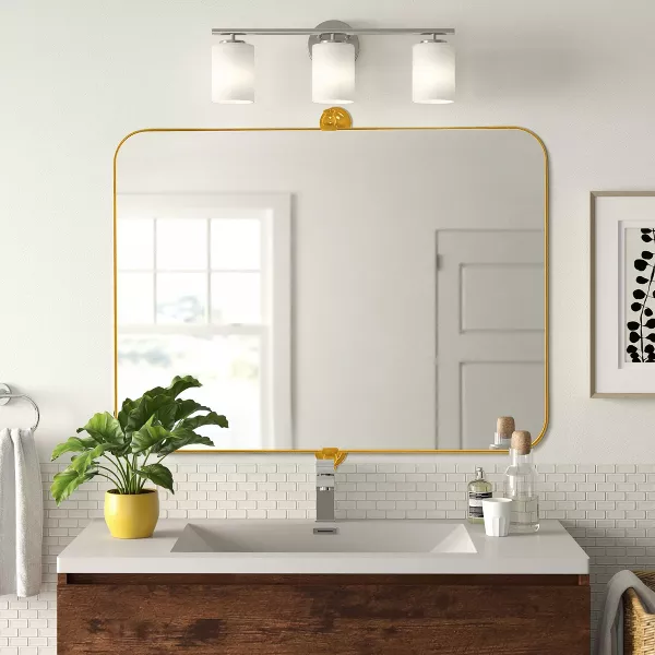 Metal Framed Pivoted Bathroom Wall Vanity Mirror Adjustable Wall-Mounted - Image 2
