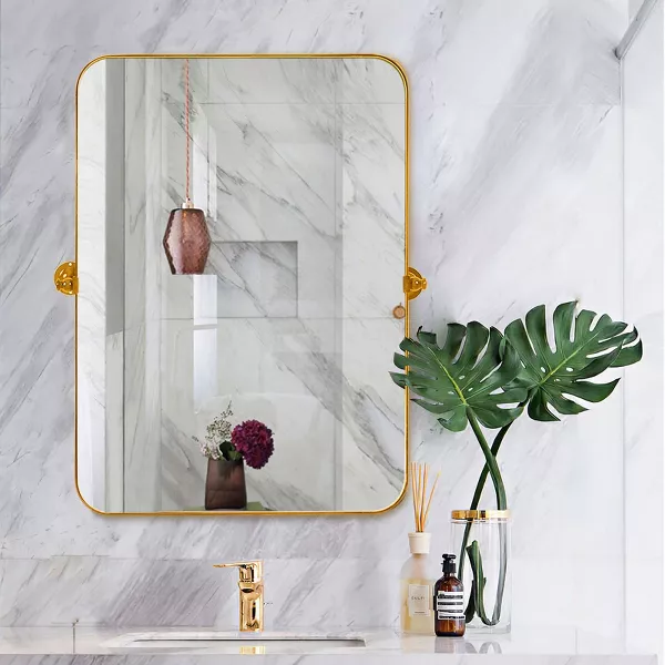 Metal Framed Pivoted Bathroom Wall Vanity Mirror Adjustable Wall-Mounted - Image 4