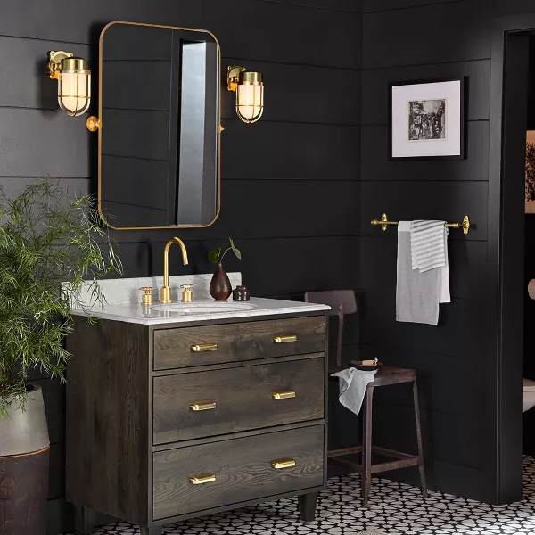 Metal Framed Pivoted Bathroom Wall Vanity Mirror Adjustable Wall-Mounted - Image 5