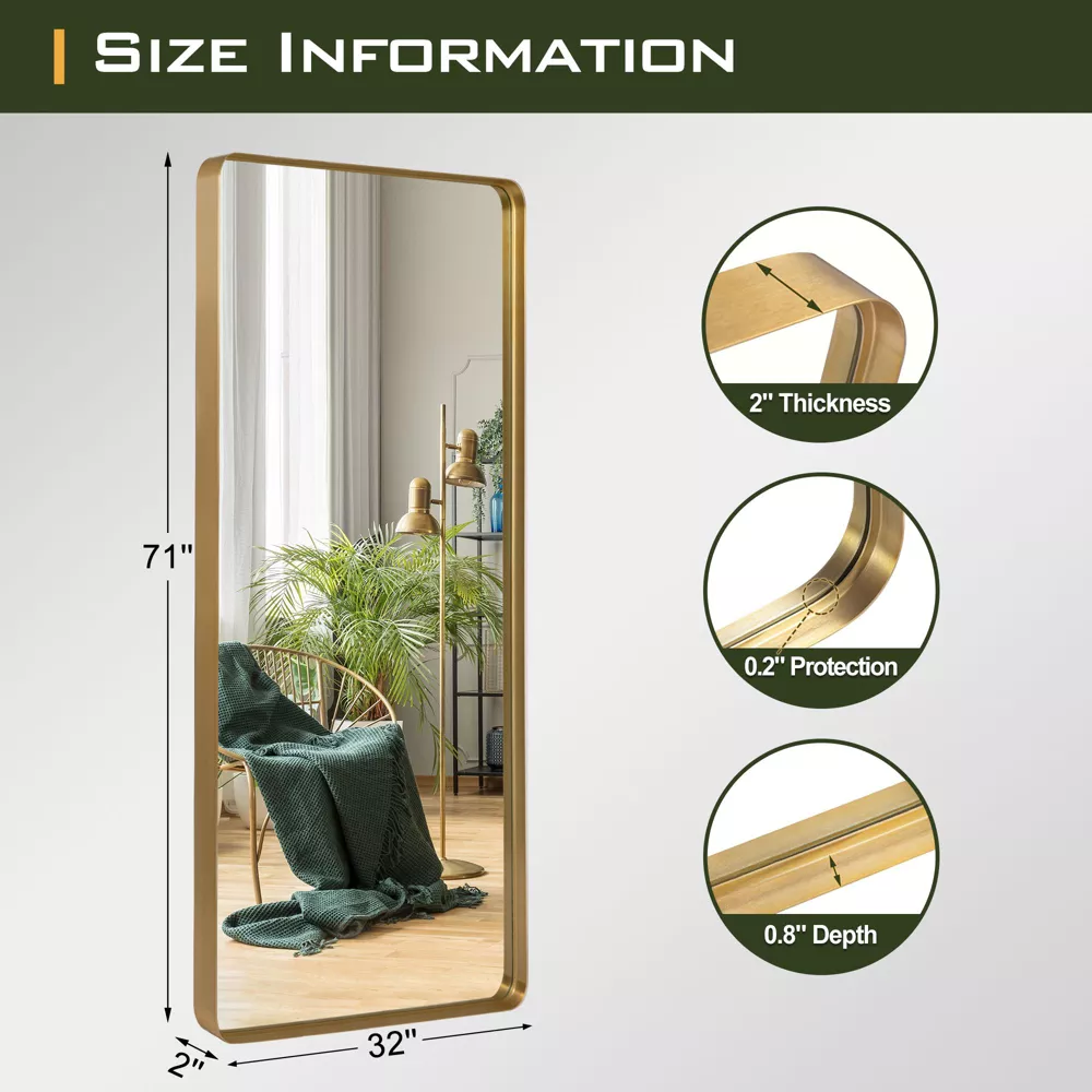 Metal Framed Rectangle Full Length Leaning Large Mirror - Image 3