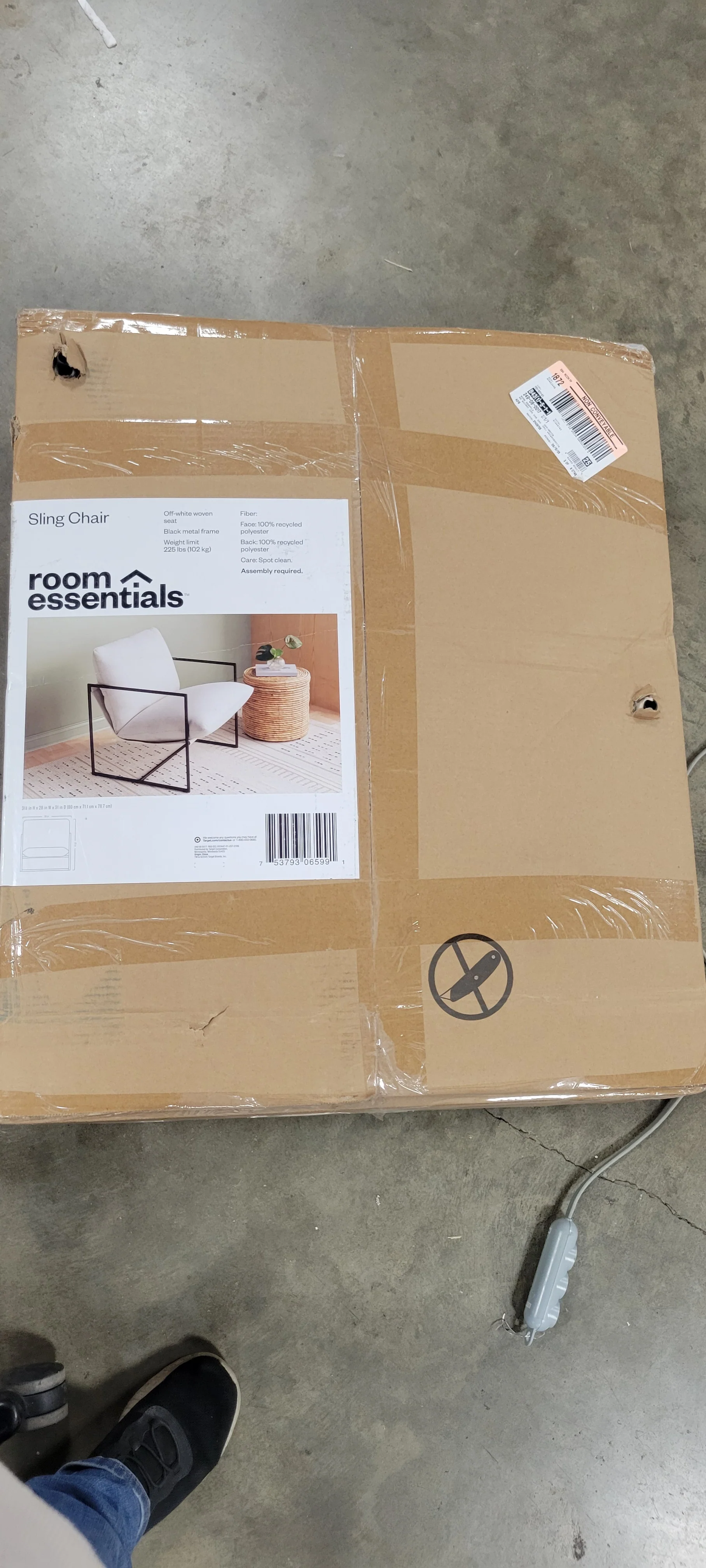 Metal Framed Sling Dorm Chair Off White - Image 9