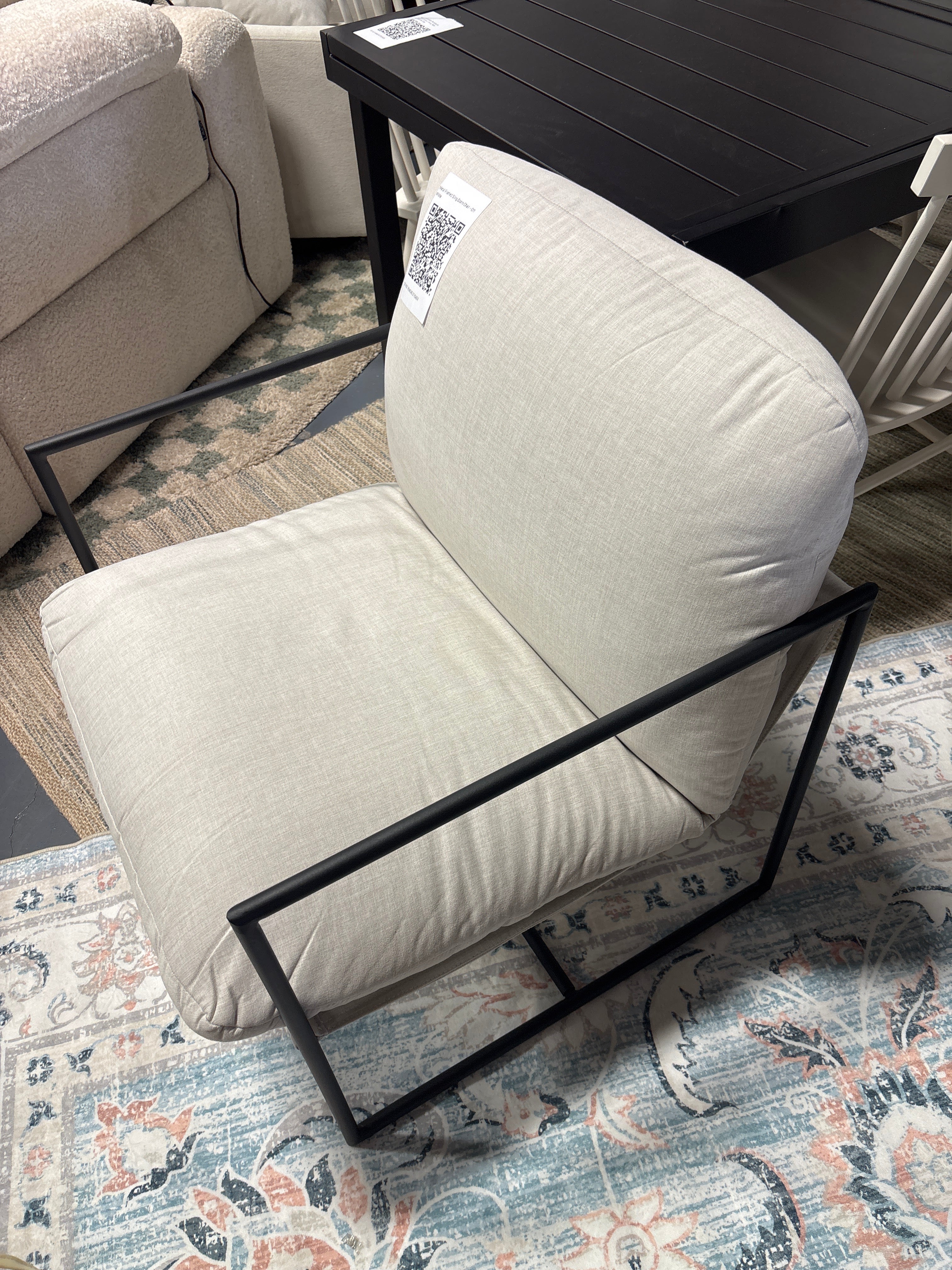 Metal Framed Sling Dorm Chair - Off White SHOWROOM ITEM - Image 4