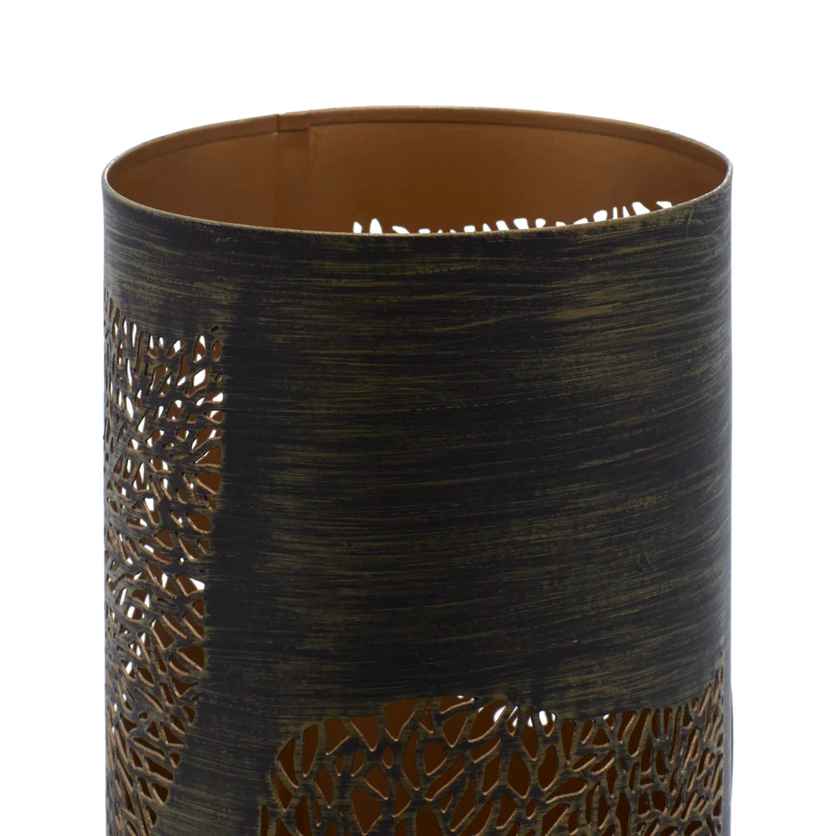 Metal Leaf Decorative Indoor Outdoor Copper Candle Lantern Set - Image 2