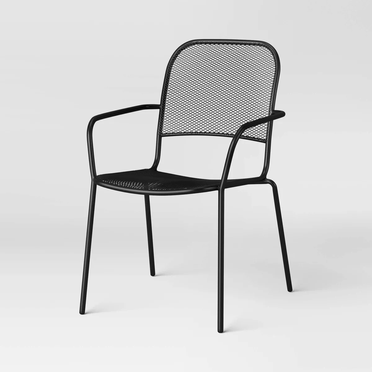 Metal Mesh Stackable Patio Dining Chair Black