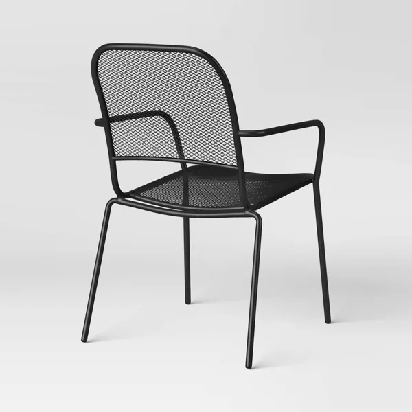 Metal Mesh Stackable Patio Dining Chair Black - Image 2