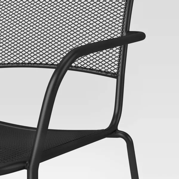 Metal Mesh Stackable Patio Dining Chair Black - Image 4