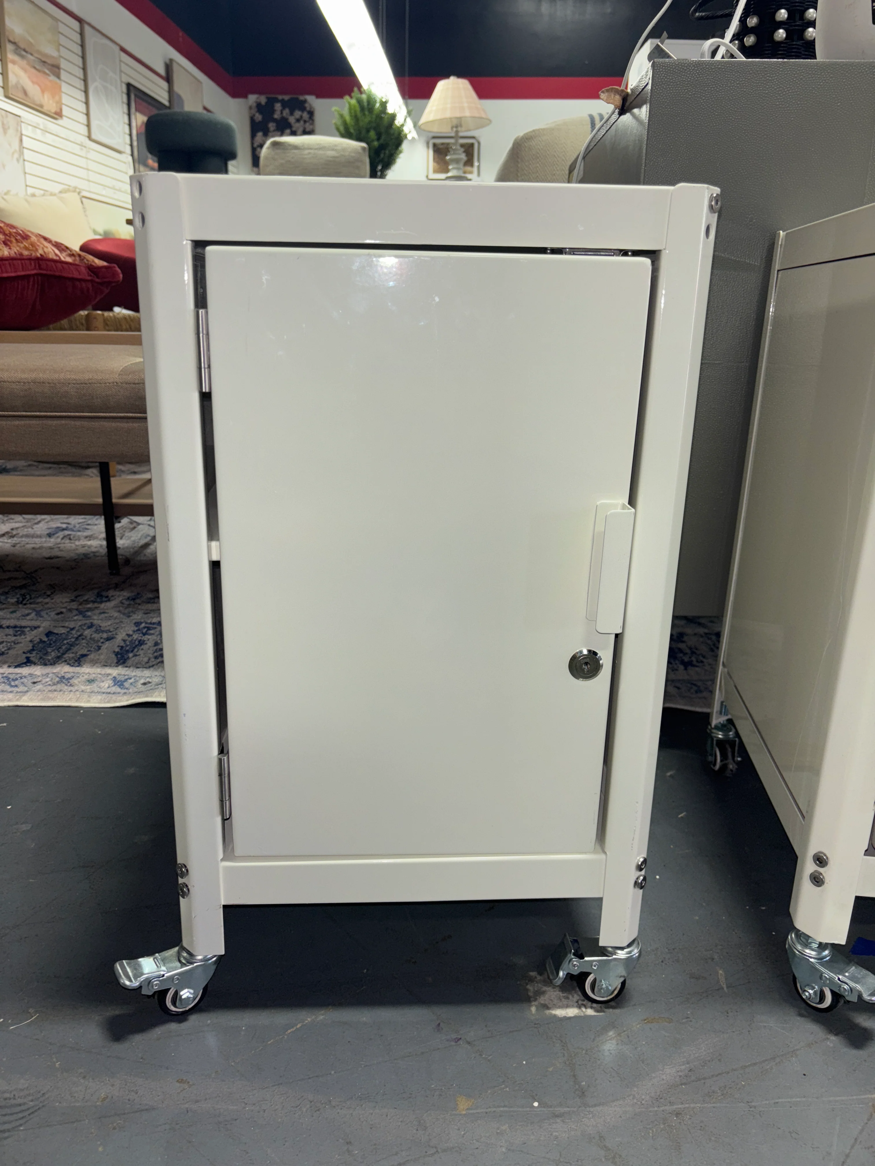 Metal Rolling Locker Storage Cabinet with Lock - Chalk White SHOWROOM ITEM - Image 2
