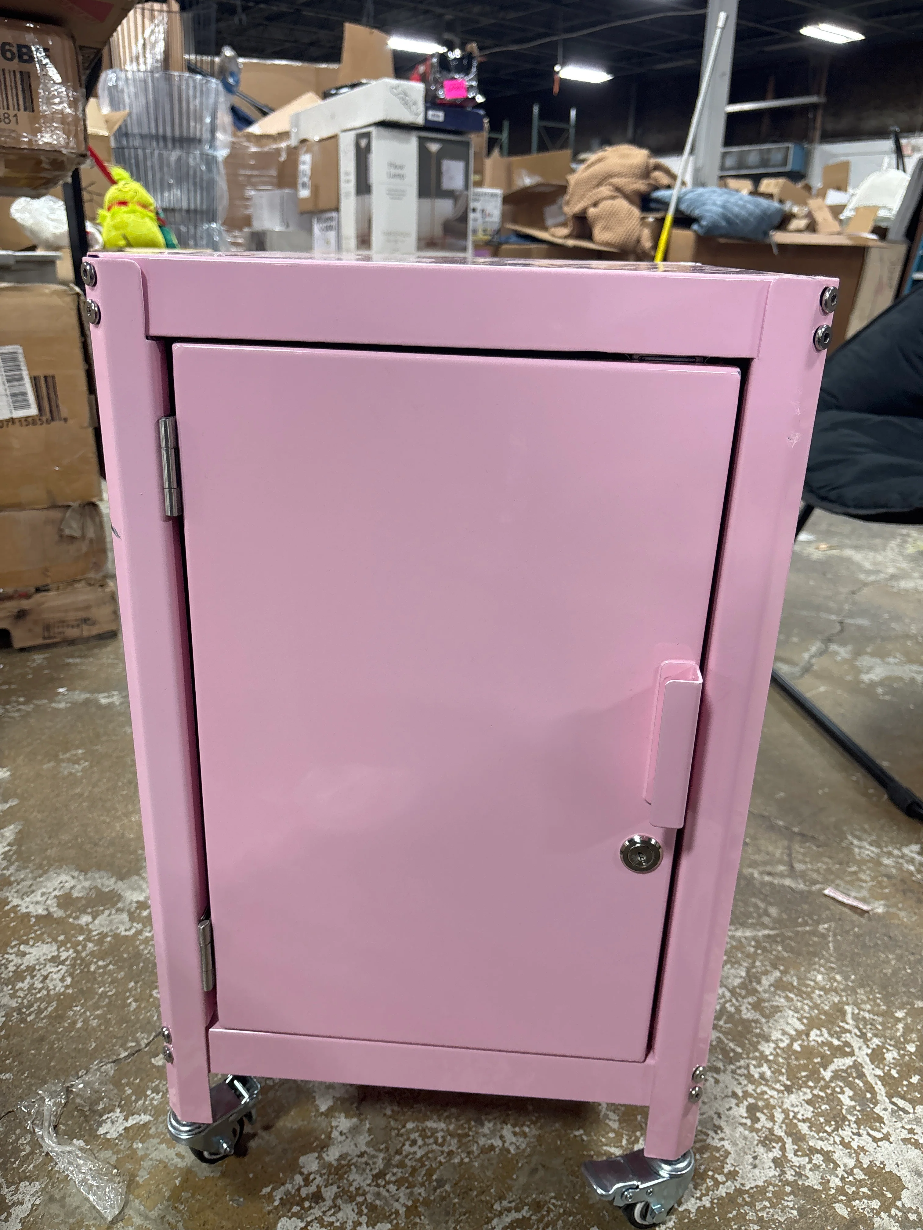 Metal Rolling Locker Storage Cabinet with Lock - Pink SHOWROOM ITEM - Image 2