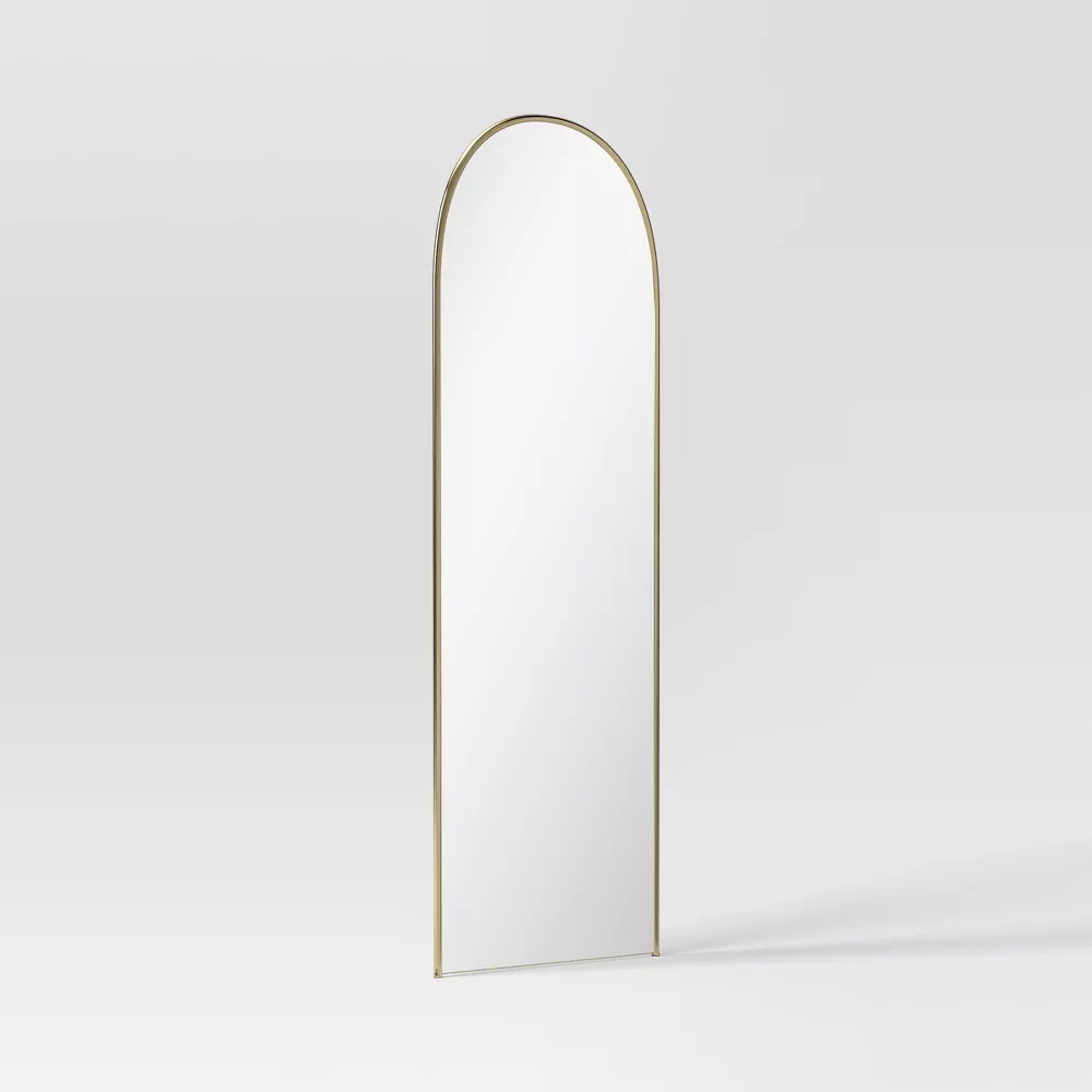Metal Tube Floor Mirror Gold