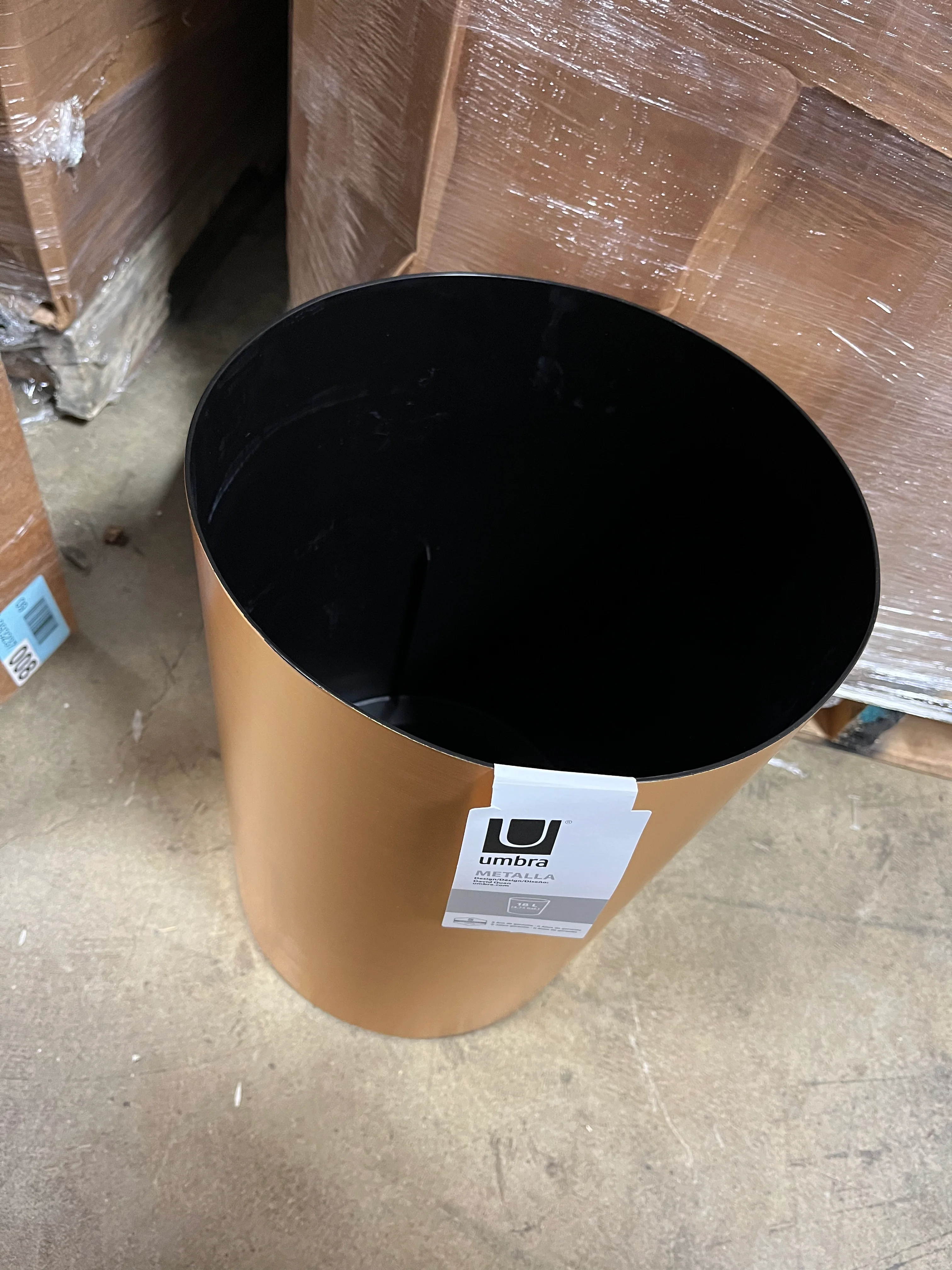 Metalla Mat Brass: Gold Indoor Trash Can, Small, - Image 7