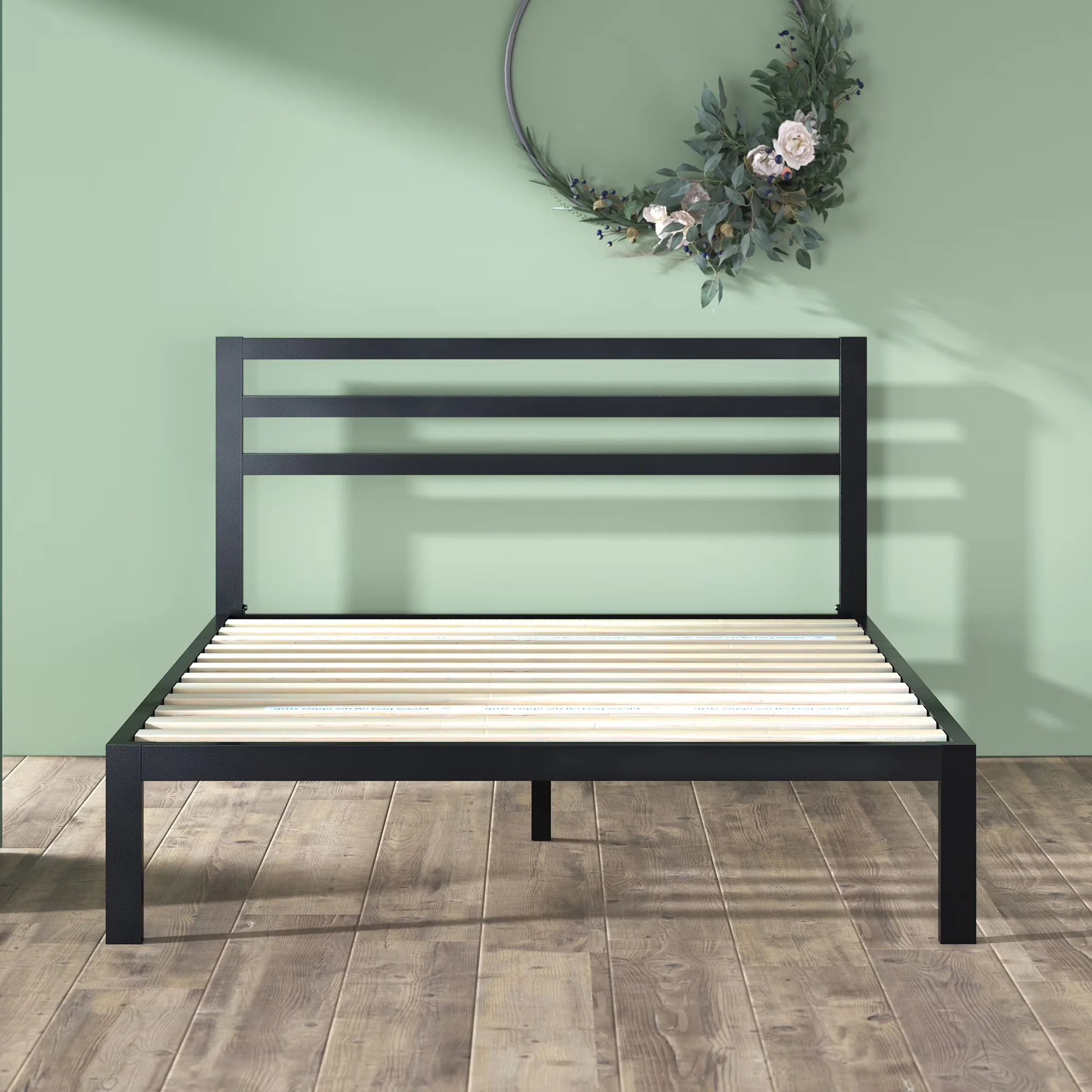 Mia Metal Platform Bed Frame with Headboard, Full - Image 5