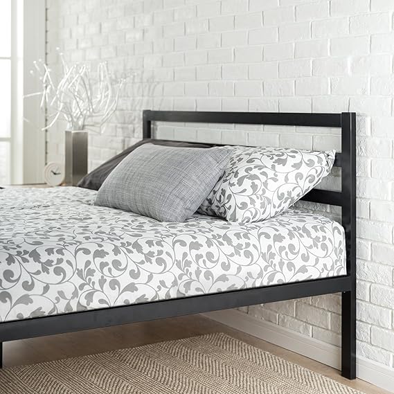 Mia Metal Platform Bed Frame with Headboard, Wood Slat Support, No Box Spring Needed, Easy Assembly, Full - Image 3