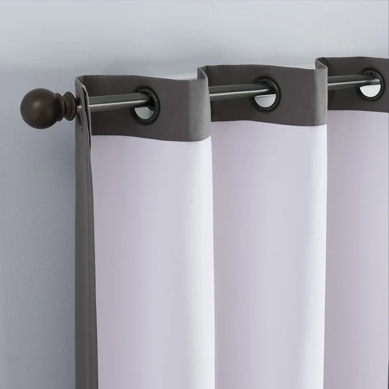 Microfiber Blackout Grommet Curtains, Solid Thermaback (2 panels) - Smoke - Image 3