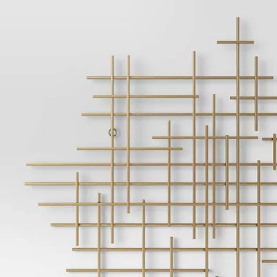 Mid-Century Metal Wall Décor Gold - Abstract Art, Horizontal/Vertical Display, No Battery Required - Image 4