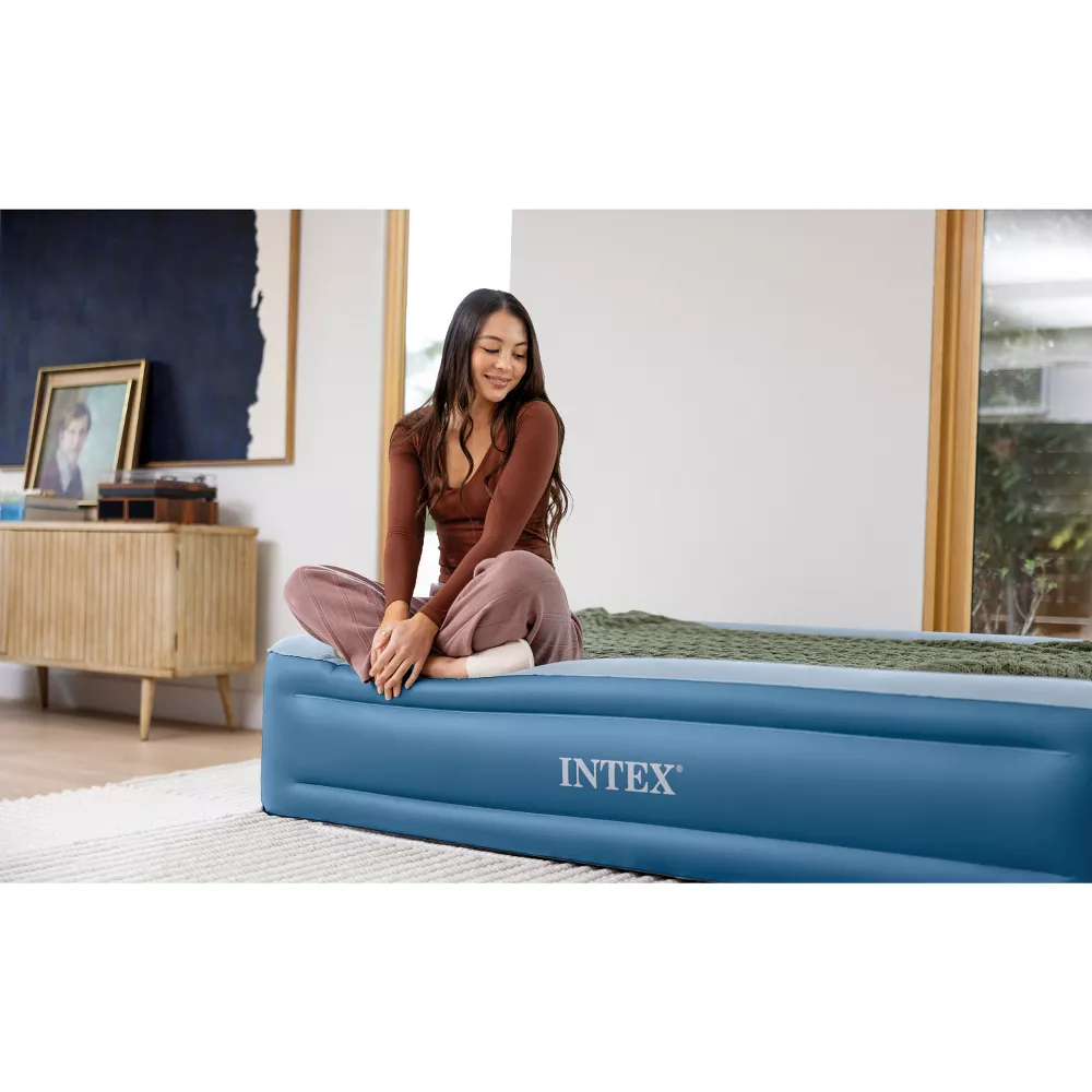 Mid Rise Hexbeam Electric Pump Twin Air Mattress - Dark Blue - Image 4