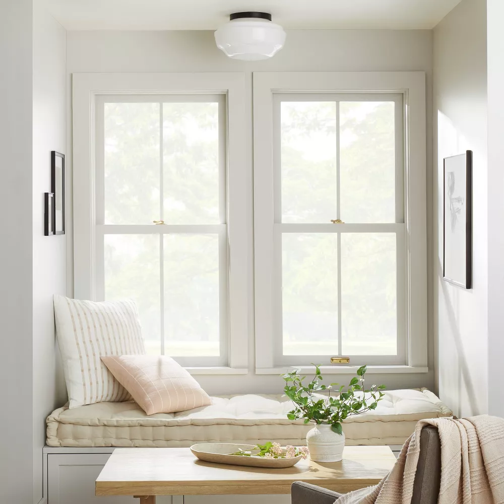 Milk Glass Flush Mount Celling Light - Image 4