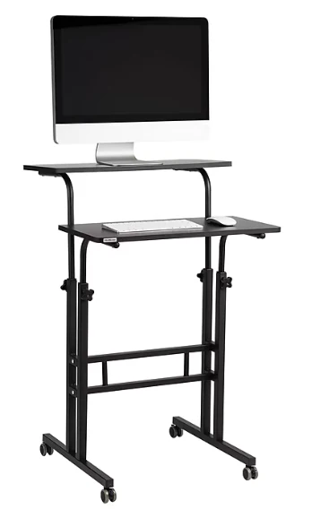 Mind Reader Mobile Adjustable Sit/Stand Desk, Black - Image 2