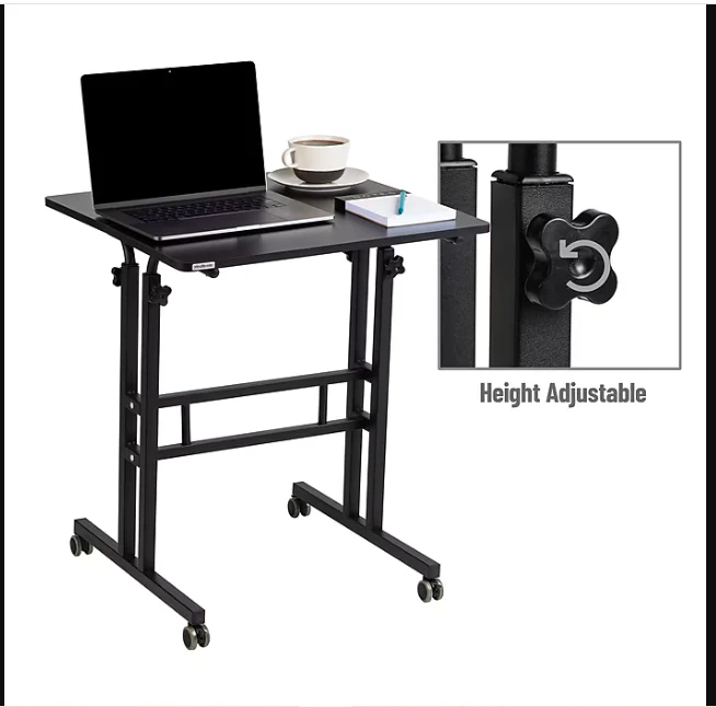 Mind Reader Mobile Adjustable Sit/Stand Desk, Black - Image 3