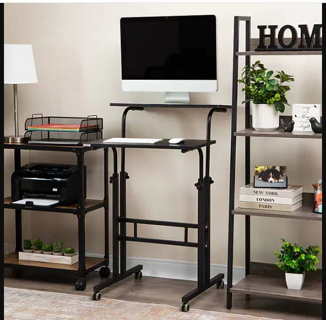 Mind Reader Mobile Adjustable Sit/Stand Desk, Black - Image 5