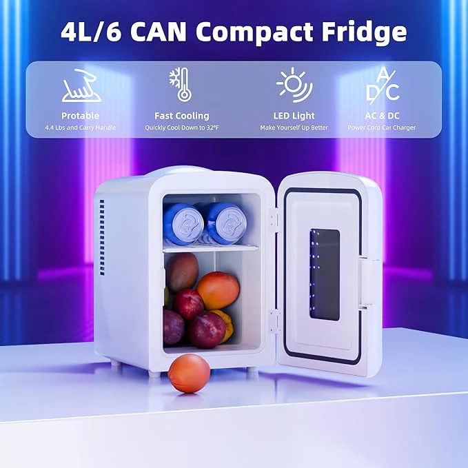 Mini Compact Refrigerator with Gaming Light, Portable Mini Fridge - Image 4
