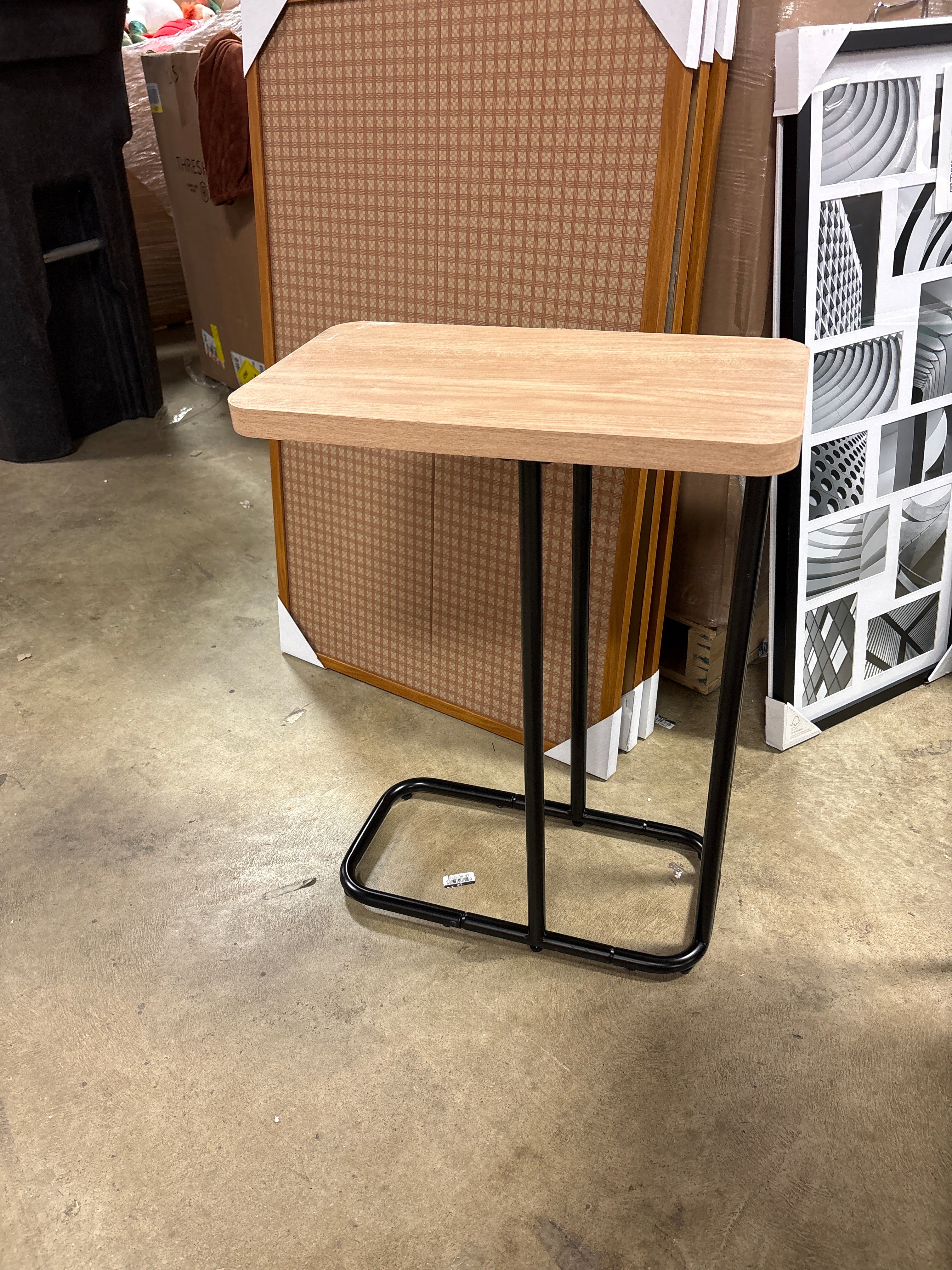 Mixed Material Wood and Metal Rectangle Top C Side Table Natural Wood - Room Essentials™ SHOWROOM ITEM - Image 2