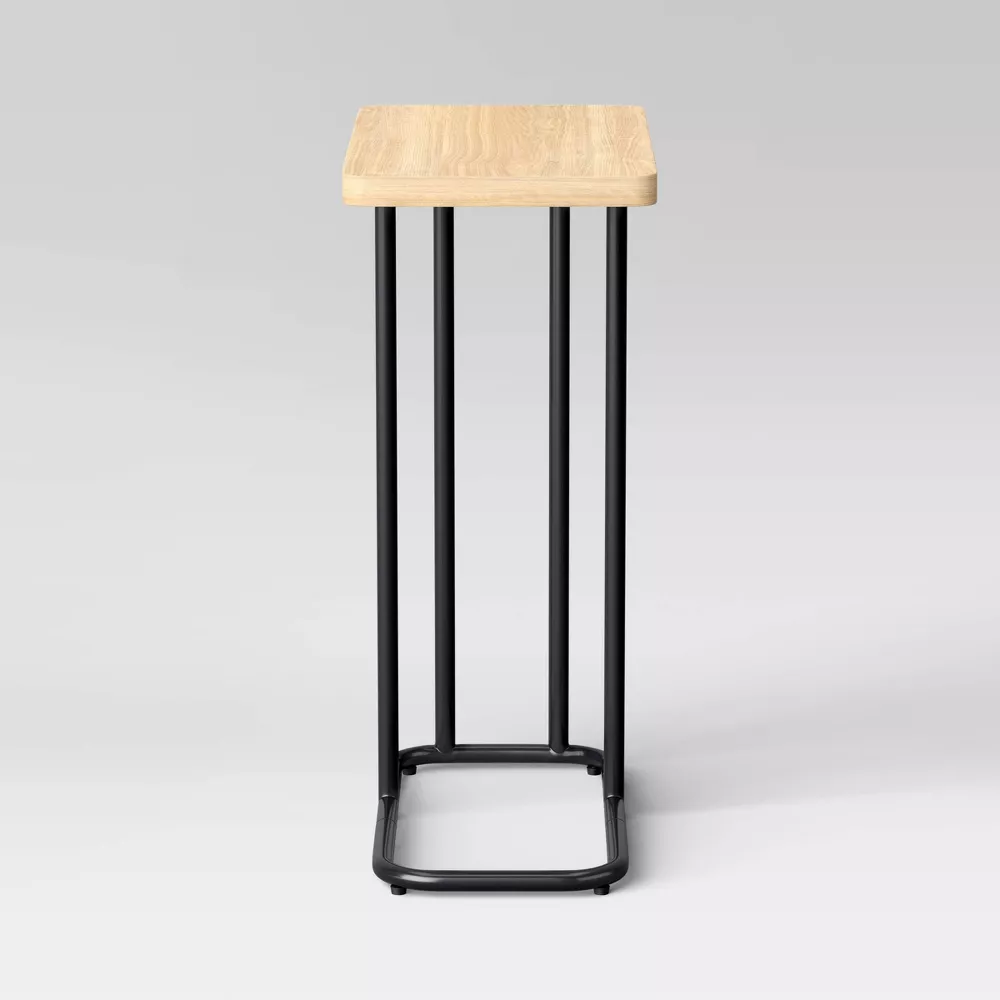 Mixed Material Wood and Metal Rectangle Top C Table Natural Wood - Image 2