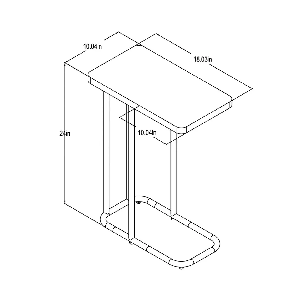 Mixed Material Wood and Metal Rectangle Top C Table Natural Wood - Image 5