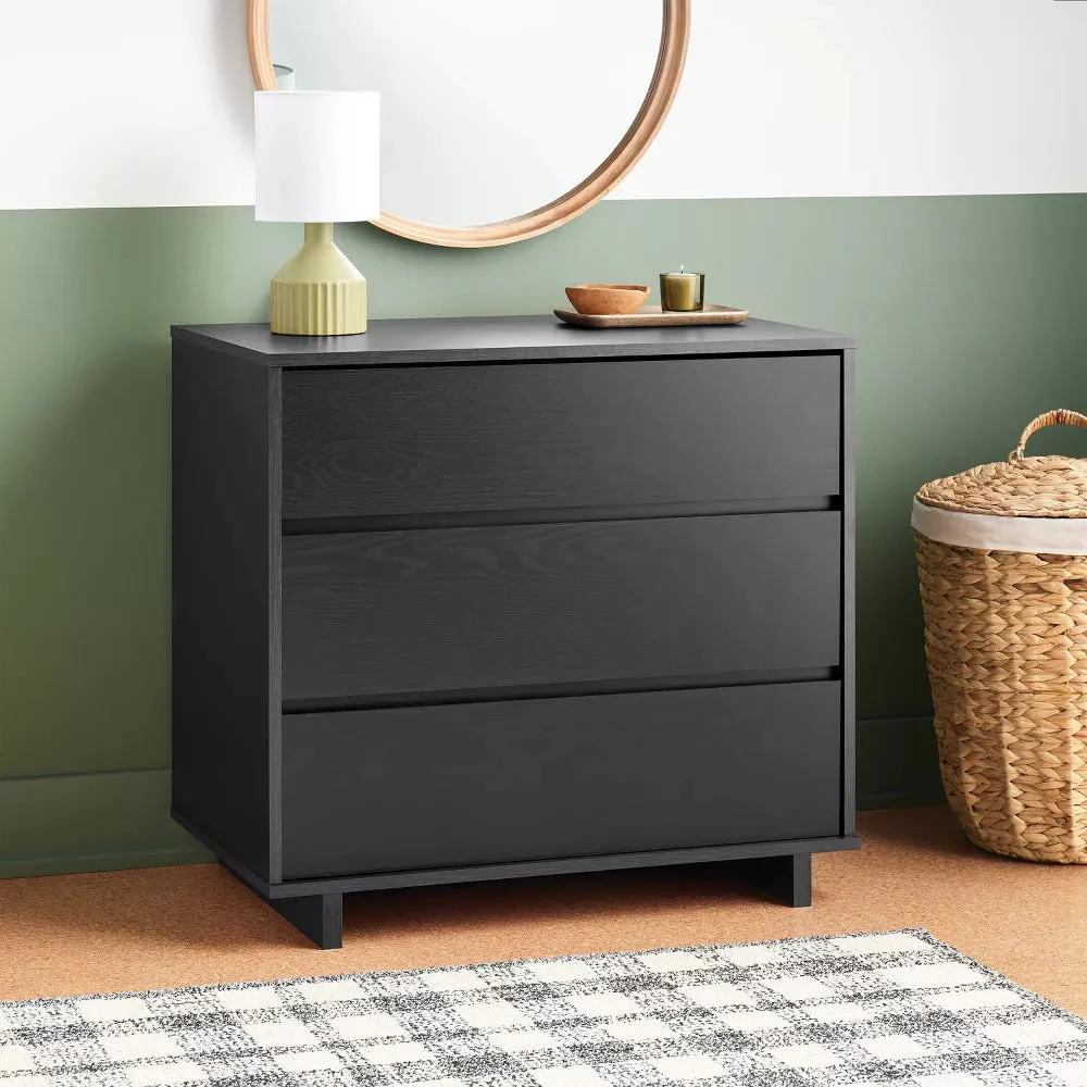 Modern 3 Drawer Dresser Black - Image 3